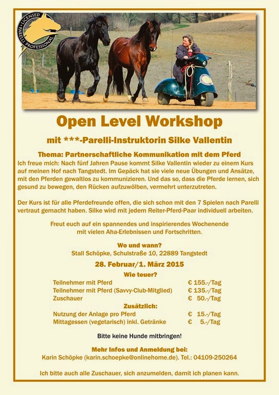 Horsemanship Workshop mit ***-Parelli-Instruktorin Silke Vallentin